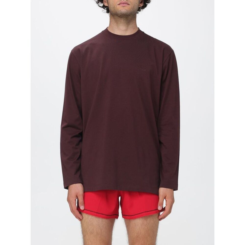 Y-3 Men Y-3 Long-Sleeved Cotton T-Shirt With Contrast Logo And Dropped Shoulders